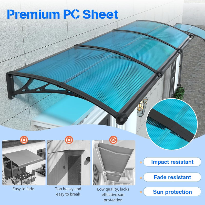 Door Canopy Outdoor Awning with Drainage