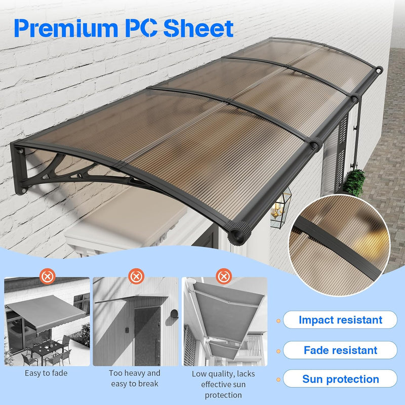 Door Canopy Outdoor Awning with Drainage