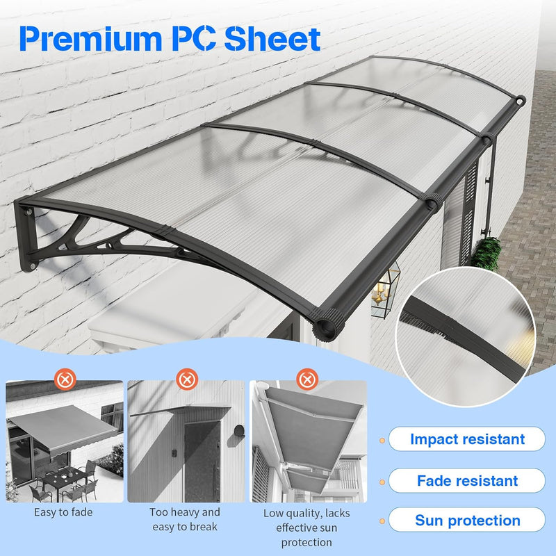 Door Canopy Outdoor Awning with Drainage