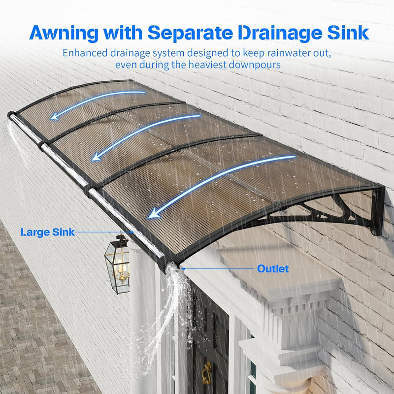 Door Canopy Outdoor Awning with Drainage