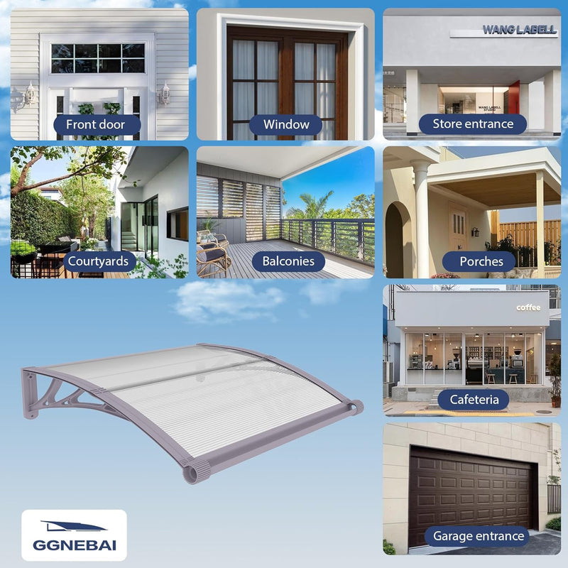 Door Canopy Outdoor Awning with Drainage