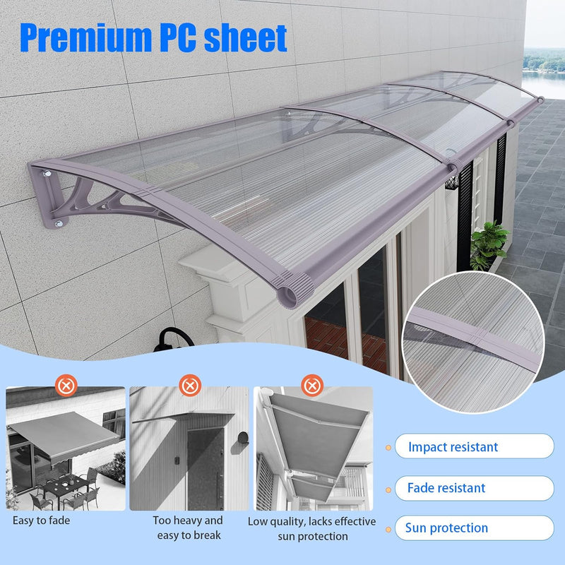 Door Canopy Outdoor Awning with Drainage