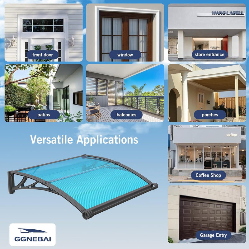 Door Canopy Outdoor Awning with Drainage