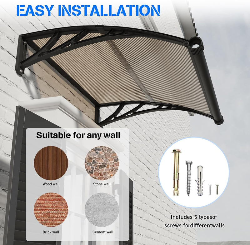 Door Canopy Outdoor Awning with Drainage