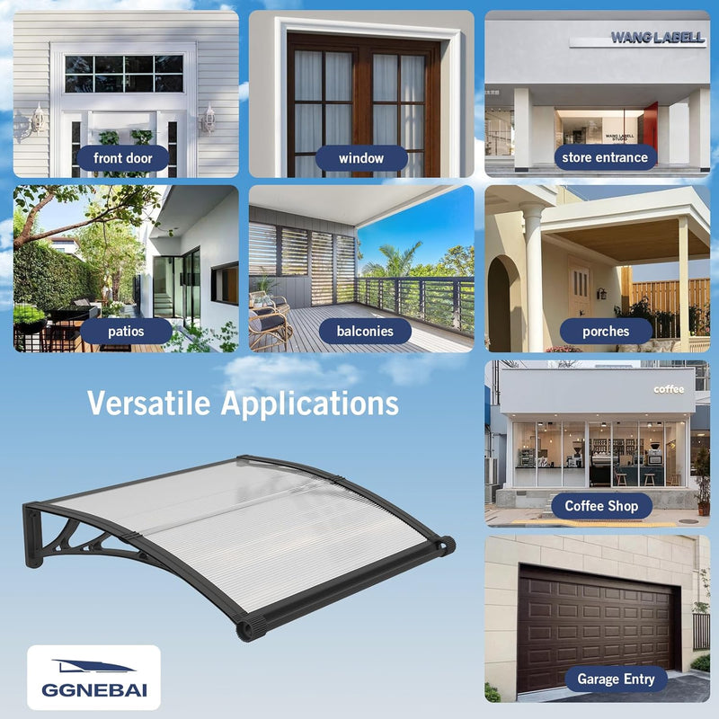Door Canopy Outdoor Awning with Drainage