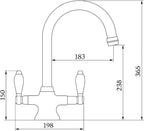 Dorchester Brushed Nickel Dual Flow Kitchen Sink Mixer