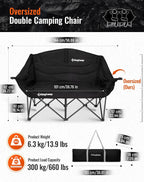 Double Camping Chair for Adults Up to 300