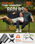 Double Camping Chair for Adults Up to 300