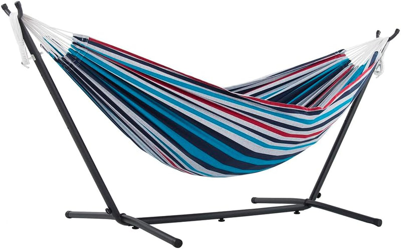 Double Cotton Hammock with Space-Saving Steel Stand