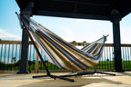 Double Cotton Hammock with Space-Saving Steel Stand