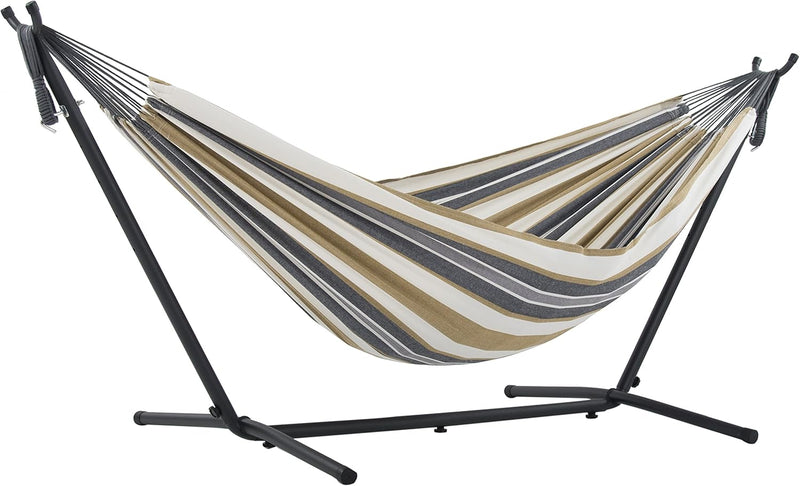 Double Cotton Hammock with Space-Saving Steel Stand