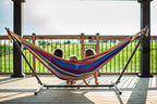 Double Cotton Hammock with Space-Saving Steel Stand