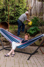 Double Cotton Hammock with Space-Saving Steel Stand