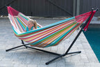 Double Cotton Hammock with Space-Saving Steel Stand