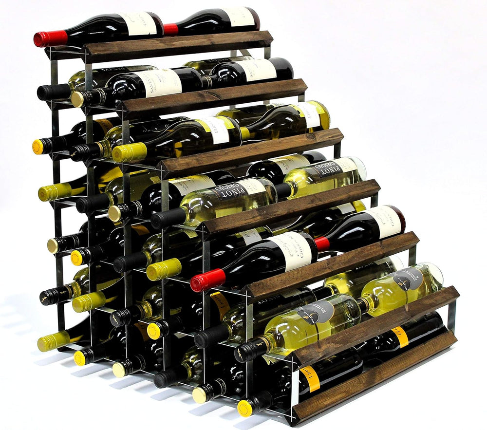 Double Depth 54 Bottle Dark Oak Stained Wood