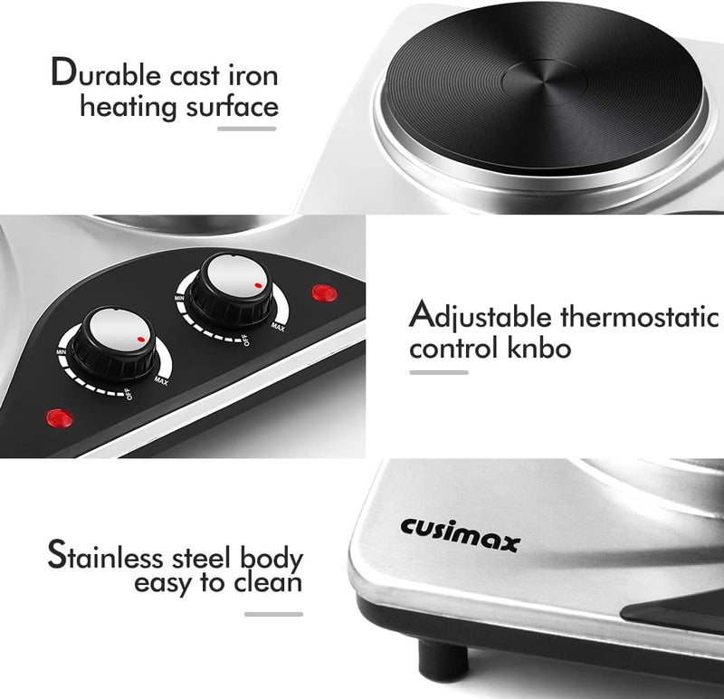 Double Electric Hob Portable Ceramic Hot Plate 2400W