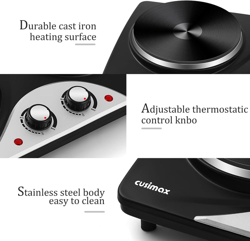 Double Electric Hob Portable Ceramic Hot Plate 2400W