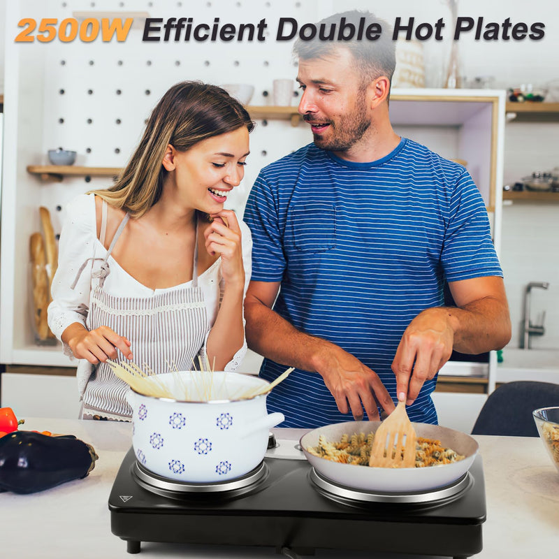 Double Electric Hob Portable Ceramic Hot Plate 2400W