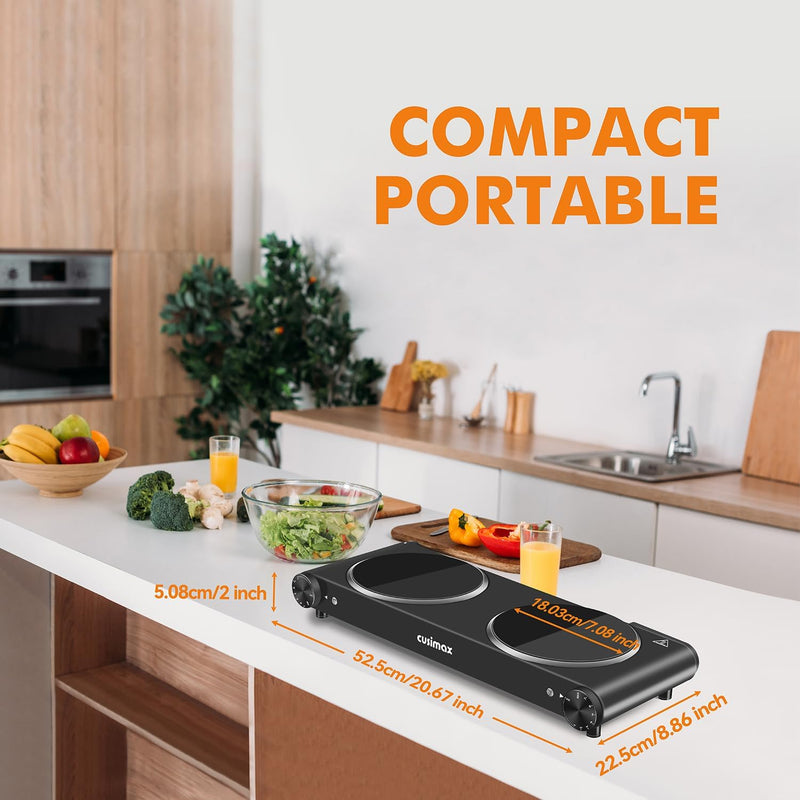 Double Electric Hob Portable Ceramic Hot Plate 2400W