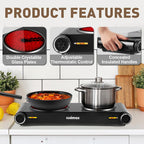 Double Hot Plate 2400W Electric Hob Ceramic Portable