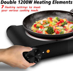 Double Hot Plate 2400W Electric Hob Ceramic Portable