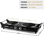Double Hot Plate 2400W Electric Hob Ceramic Portable