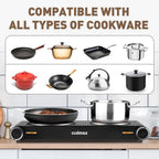 Double Hot Plate 2400W Electric Hob Ceramic Portable