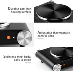 Double Hot Plate 2400W Electric Hob Ceramic Portable