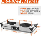 Double Hot Plate 2400W Electric Hob Ceramic Portable