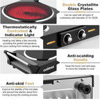 Double Hot Plate 2400W Electric Hob Ceramic Portable