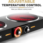 Double Hot Plate 2400W Electric Hob Ceramic Portable