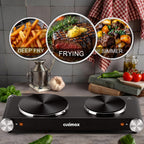Double Hot Plate 2400W Electric Hob Ceramic Portable