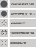 Double Hot Plate Electric Hob 2500W Tabletop