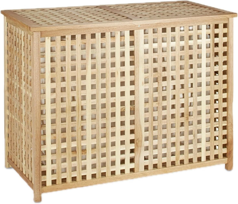 Double Laundry Hamper Basket 2 Part Bin 46.1