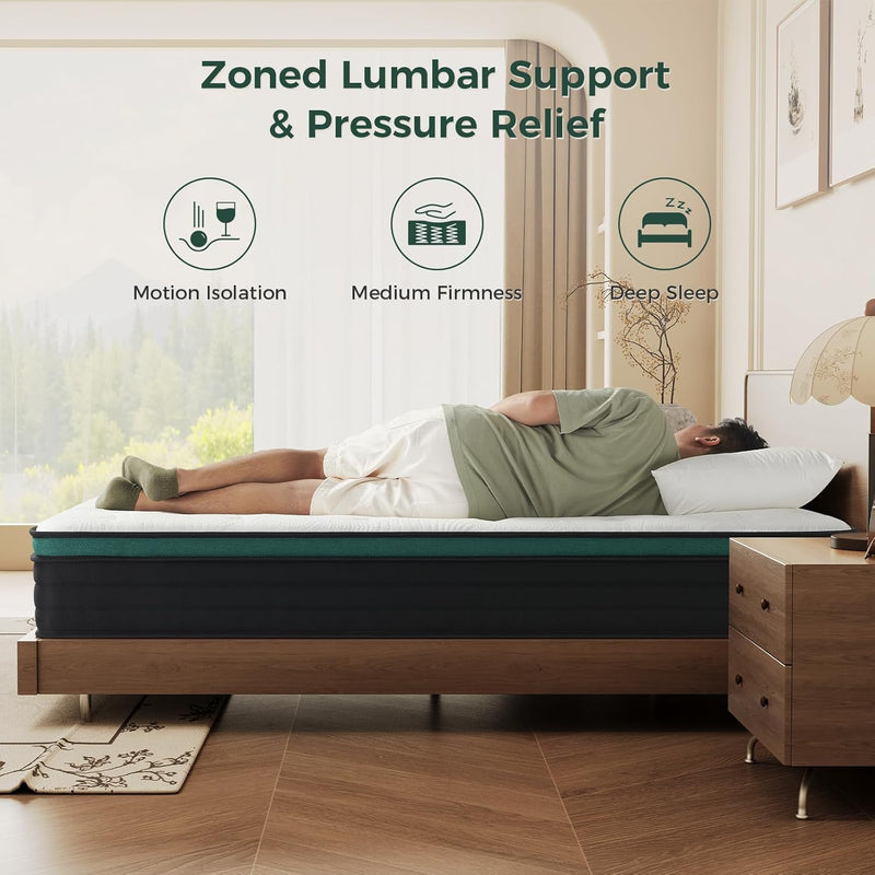 Mattresses 10.6 Inch Hybrid Mattress with Zoned Pocket
