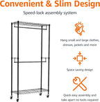 Double Rod Garment Rack Clothes Rail with Height-Adjustable