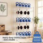 Double Rod Garment Rack Clothes Rail with Height-Adjustable