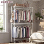 Double Rod Garment Rack Clothes Rail with Height-Adjustable