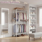 Double Rod Garment Rack Clothes Rail with Height-Adjustable