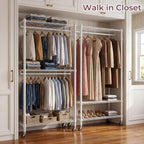 Double Rod Garment Rack Clothes Rail with Height-Adjustable