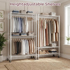 Double Rod Garment Rack Clothes Rail with Height-Adjustable