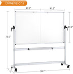 Double Sided Mobile Whiteboard Magnetic Rolling Board 120