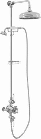 Downton Thermostatic 2 Outlet Shower System Chrome Rainfall
