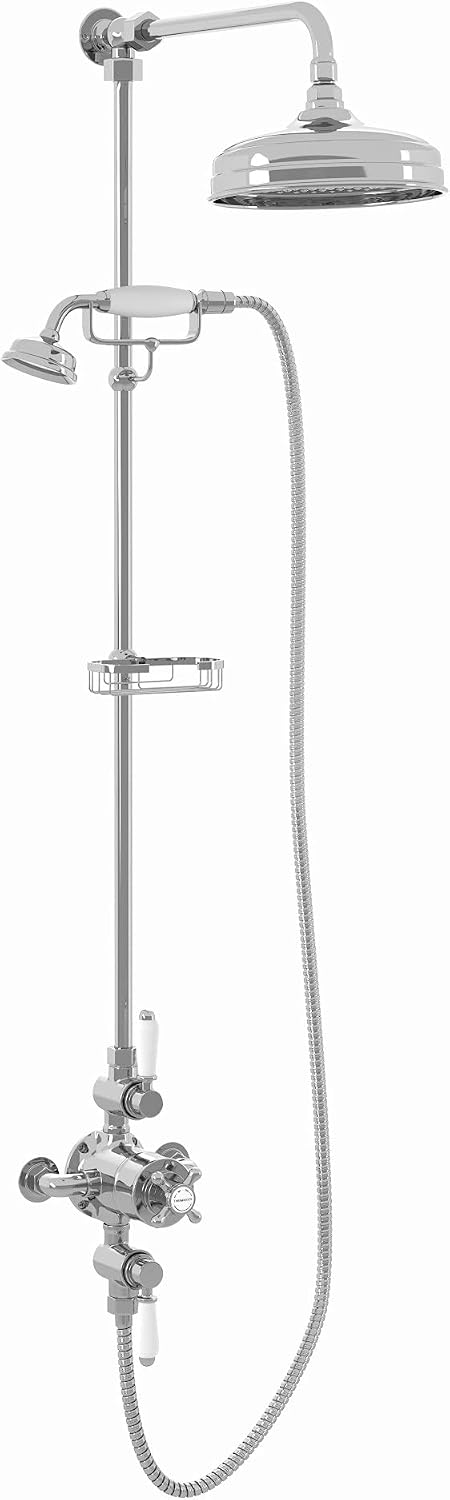 Downton Thermostatic 2 Outlet Shower System Chrome Rainfall