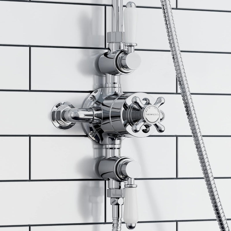 Downton Thermostatic 2 Outlet Shower System Chrome Rainfall