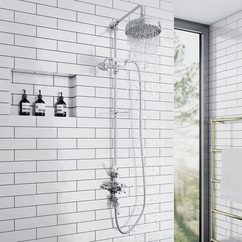 Downton Thermostatic 2 Outlet Shower System Chrome Rainfall