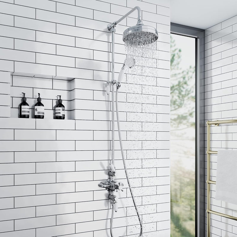 Downton Thermostatic 2 Outlet Shower System Chrome Rainfall