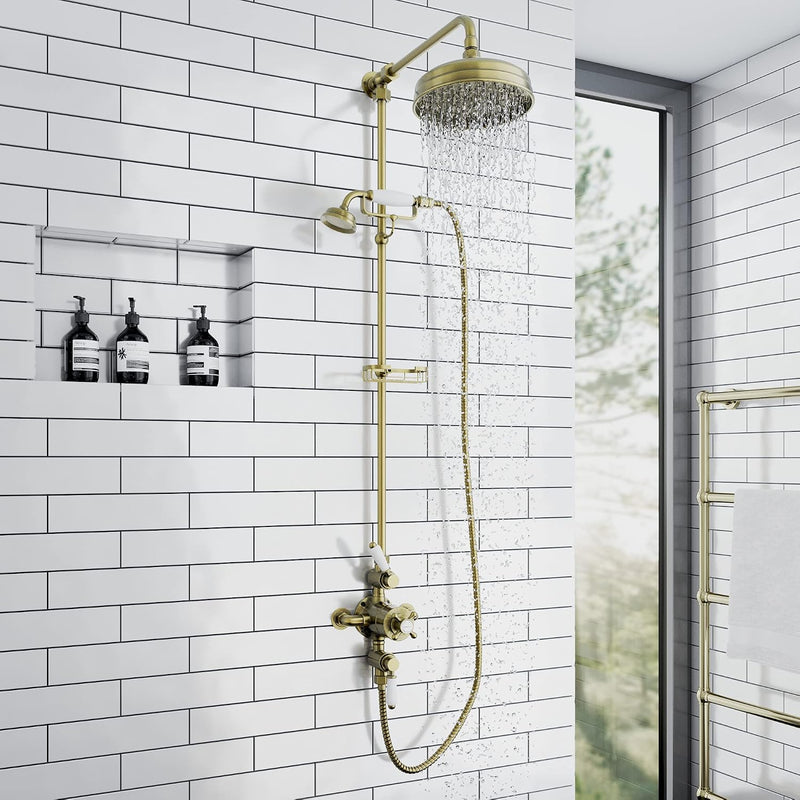 Downton Thermostatic 2 Outlet Shower System Chrome Rainfall