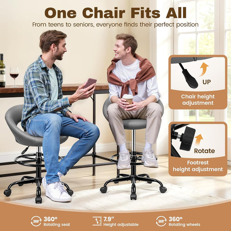 Drafting Chair for Standing Desk Height Adjustable Rolling