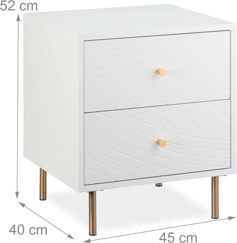 2 Drawers Bedside Cabinet Bedroom Side Table Hxwxd (Set of 2)